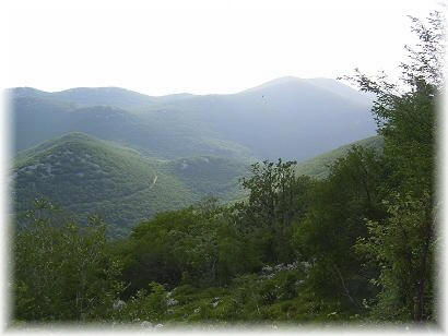 De dicht beboste bergen rond Lukovo.